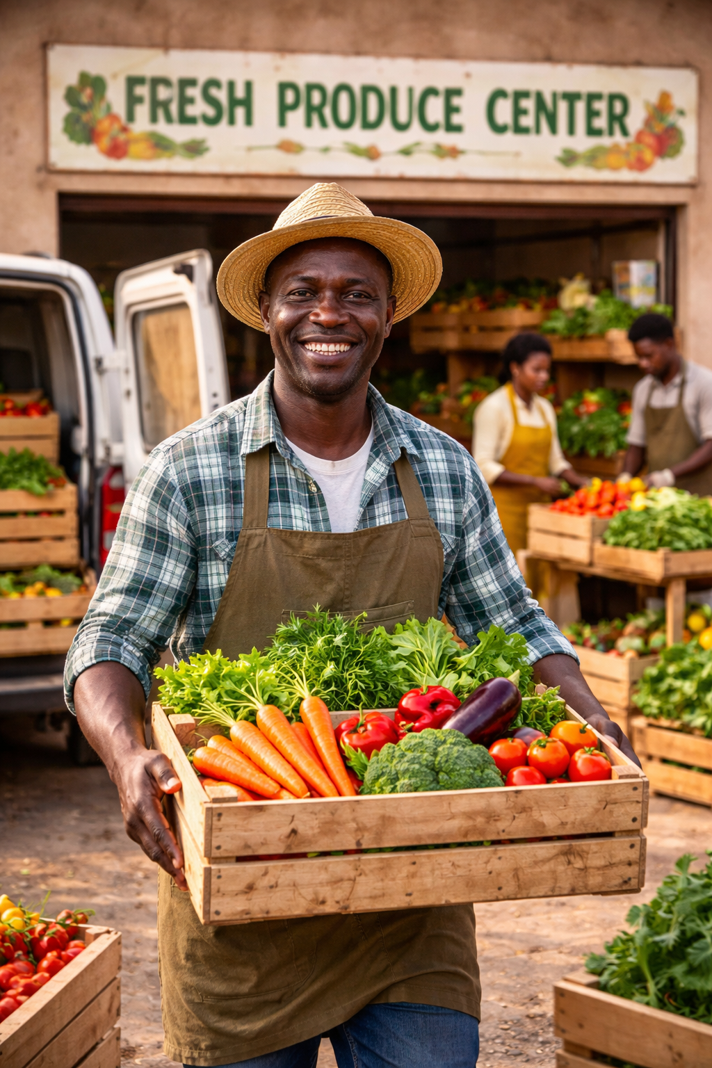 Kenyan farmers with fresh produce